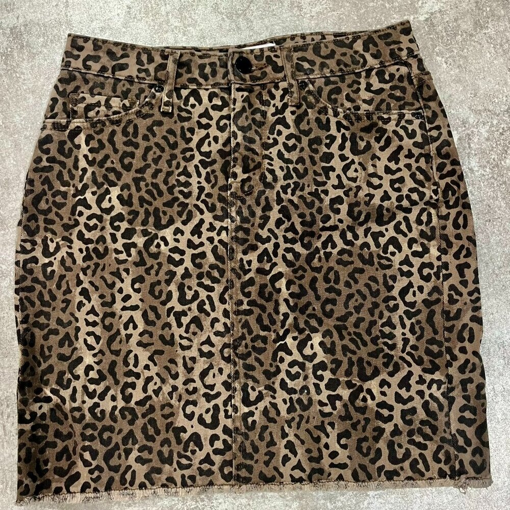 Leopard Print Denim skirt Womens Size 26